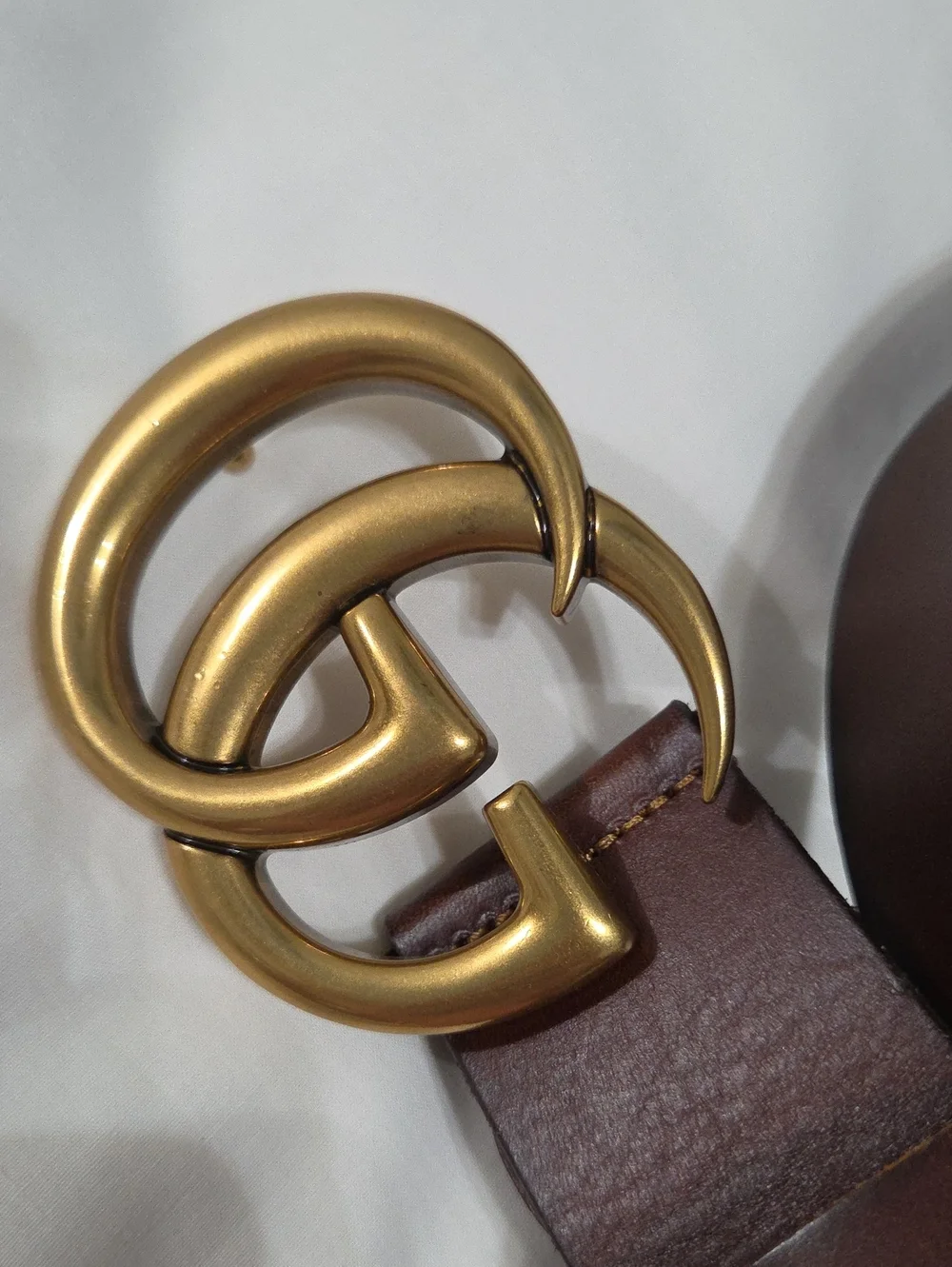 Gucci Brown Leather Belt with Gold Double G Buckle